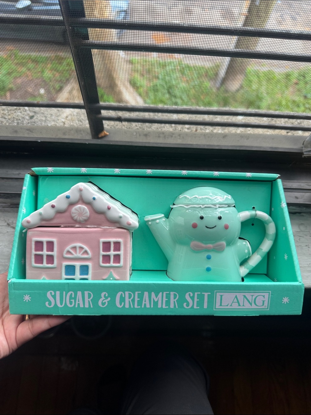 Lang Pastel Pink & Mint Sugar and Creamer Set